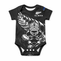 Custom New Zealand Black Fern Rugby Baby Onesie