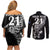 New Zealand Rugby Custom Couples Matching Off Shoulder Short Dress and Long Sleeve Button Shirt Opango All Black Fern