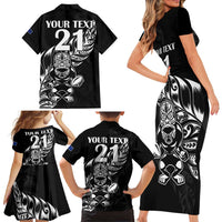 New Zealand Rugby Custom Family Matching Short Sleeve Bodycon Dress and Hawaiian Shirt Opango All Black Fern LT9 - Polynesian Pride