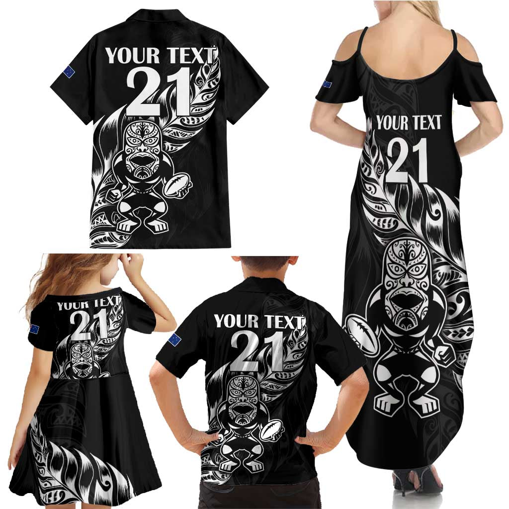 New Zealand Rugby Custom Family Matching Summer Maxi Dress and Hawaiian Shirt Opango All Black Fern LT9 - Polynesian Pride