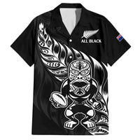 New Zealand Rugby Custom Family Matching Summer Maxi Dress and Hawaiian Shirt Opango All Black Fern LT9 Dad's Shirt - Short Sleeve Black - Polynesian Pride
