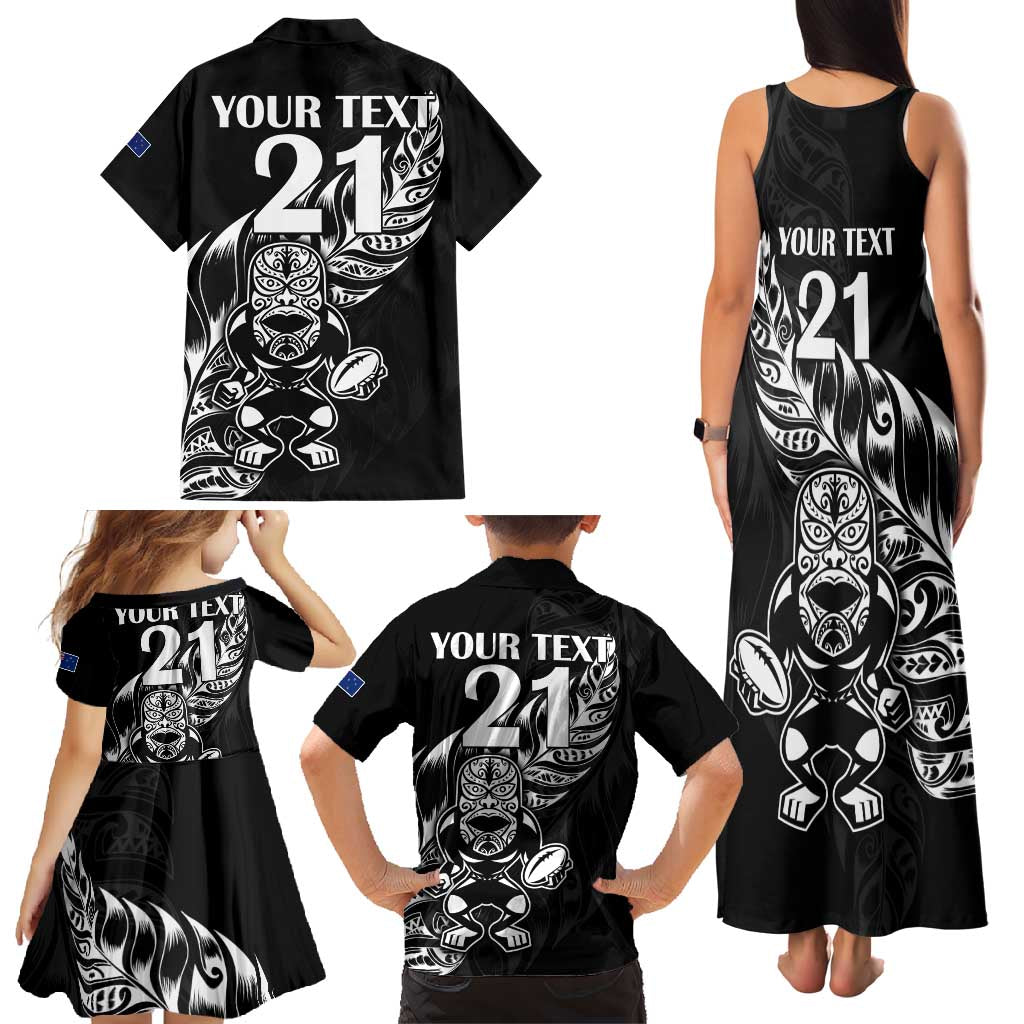 New Zealand Rugby Custom Family Matching Tank Maxi Dress and Hawaiian Shirt Opango All Black Fern LT9 - Polynesian Pride