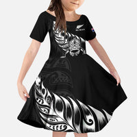 New Zealand Rugby Custom Kid Short Sleeve Dress Opango All Black Fern
