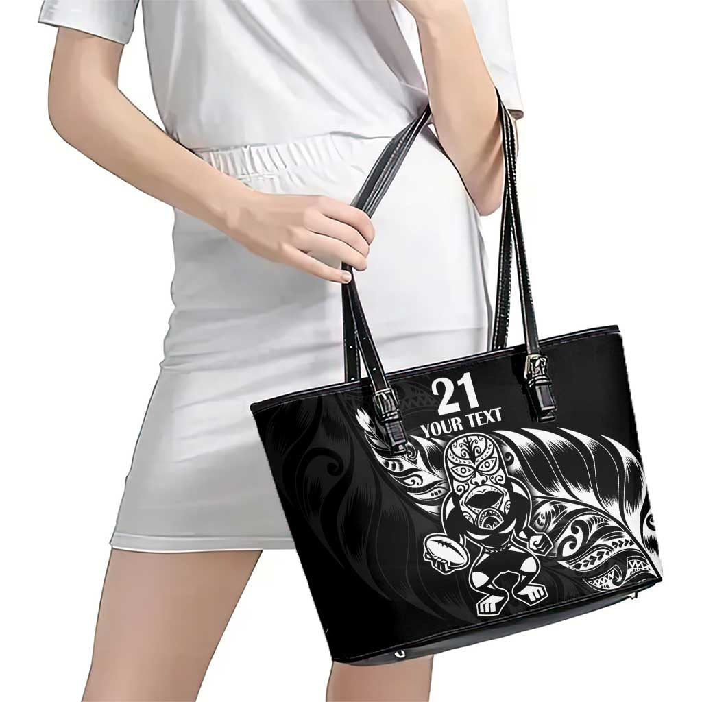 New Zealand Rugby Custom Leather Tote Bag Opango All Black Fern