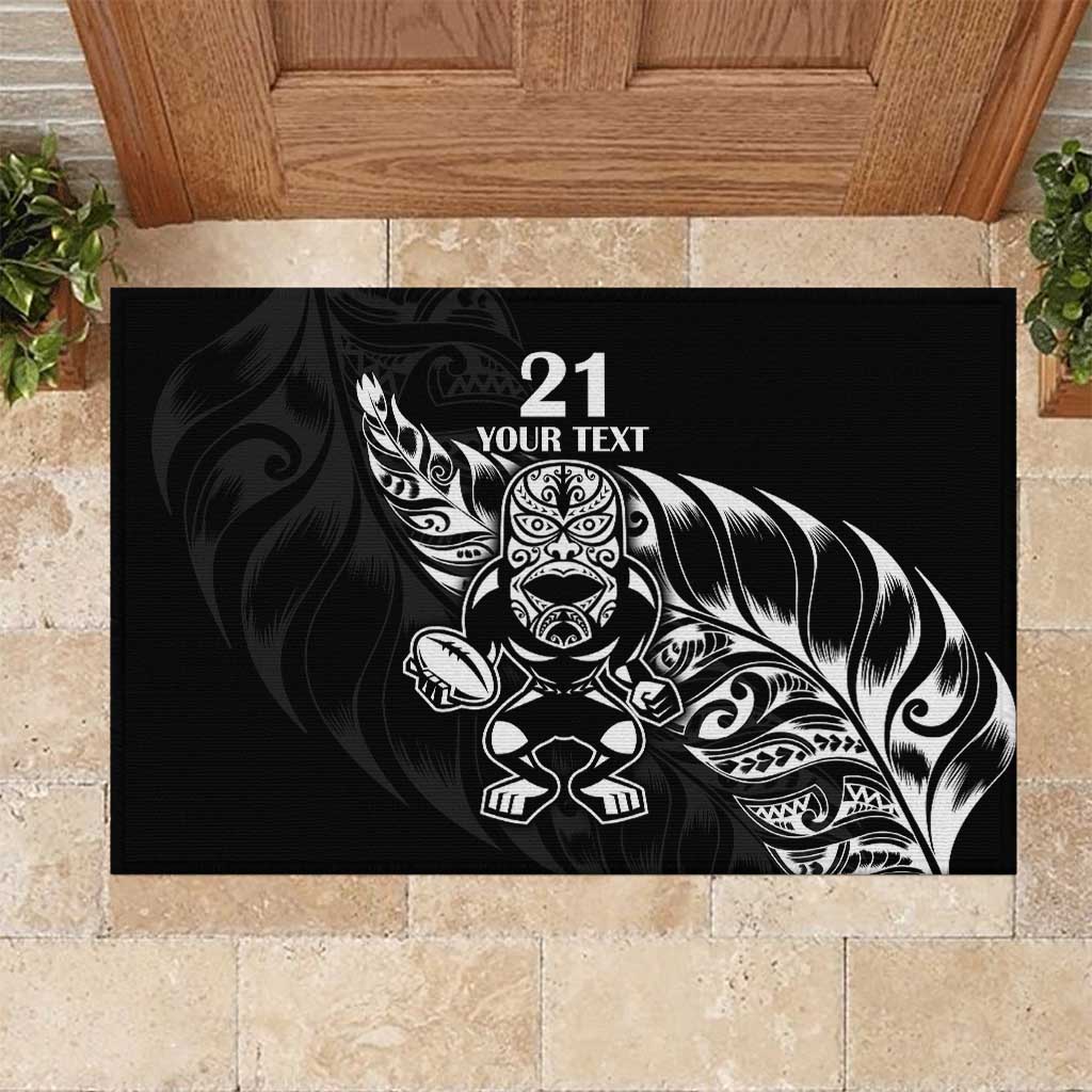 New Zealand Rugby Custom Rubber Doormat Opango All Black Fern LT9 Black - Polynesian Pride