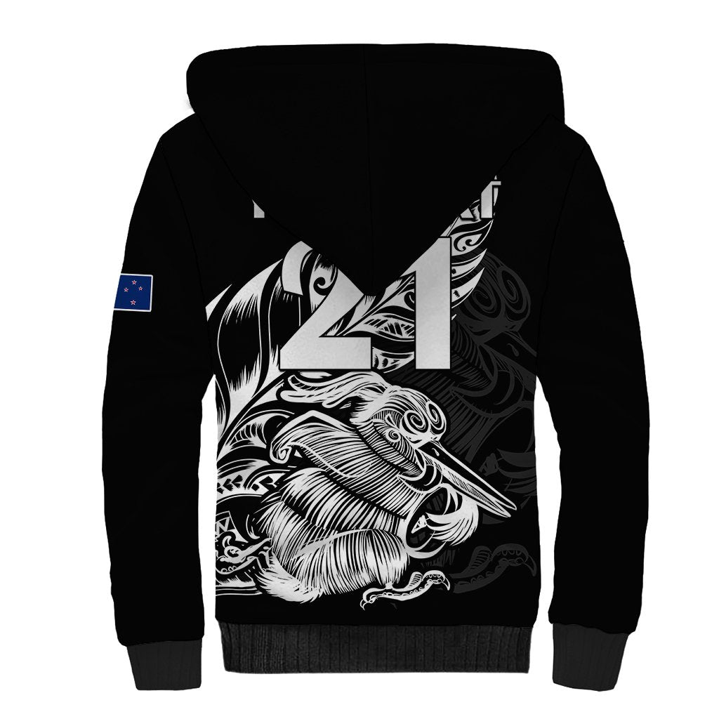(Custom Text And Number) New Zealand Kiwi Rugby Sherpa Hoodie LT9 - Polynesian Pride