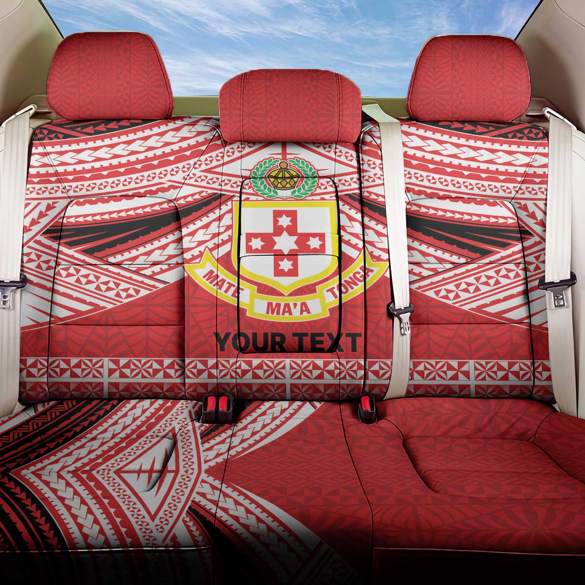 Personalised Kolisi Tonga College Atele Back Car Seat Cover Polynesian Ngatu Tribal