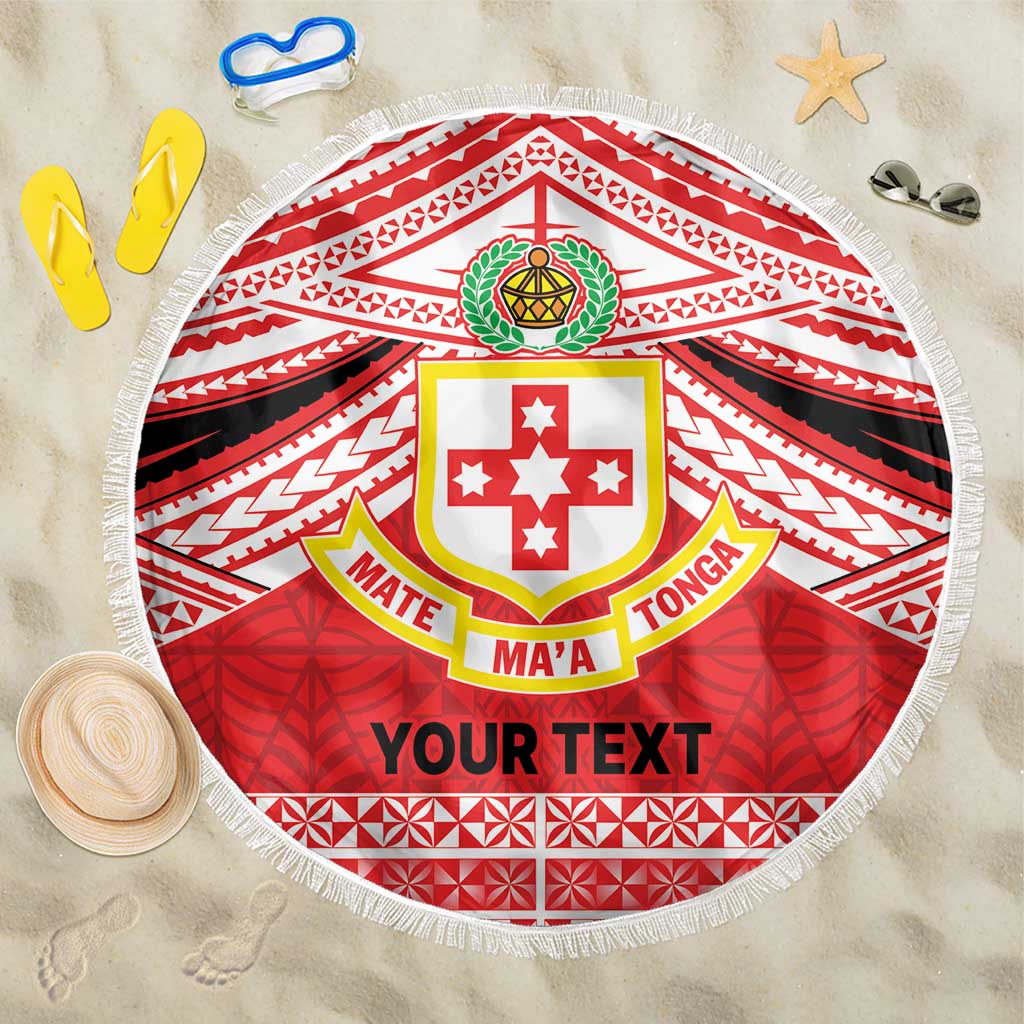 Personalised Kolisi Tonga College Atele Beach Blanket Polynesian Ngatu Tribal