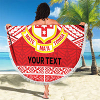 Personalised Kolisi Tonga College Atele Beach Blanket Polynesian Ngatu Tribal