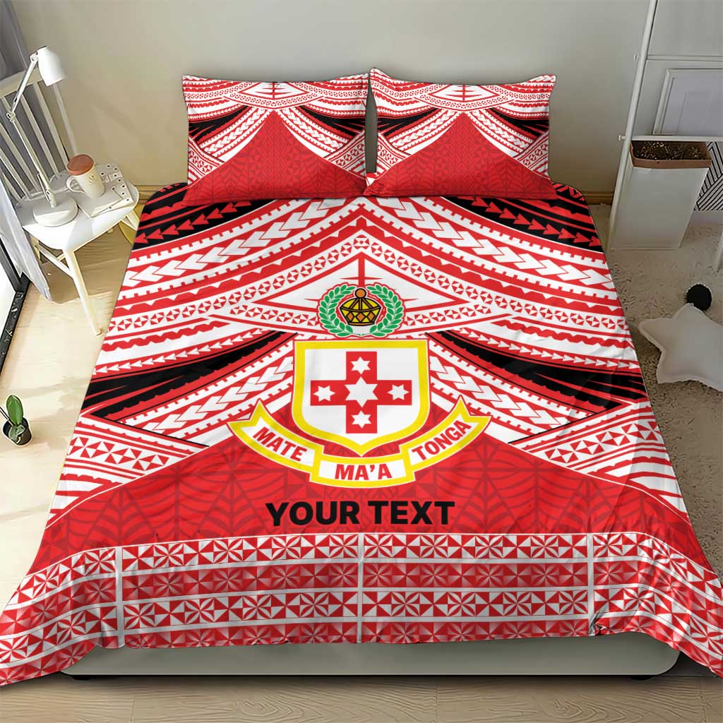 Personalised Kolisi Tonga College Atele Bedding Set Polynesian Ngatu Tribal