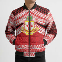 Personalised Kolisi Tonga College Atele Bomber Puffer Jacket Polynesian Ngatu Tribal - Polynesian Pride