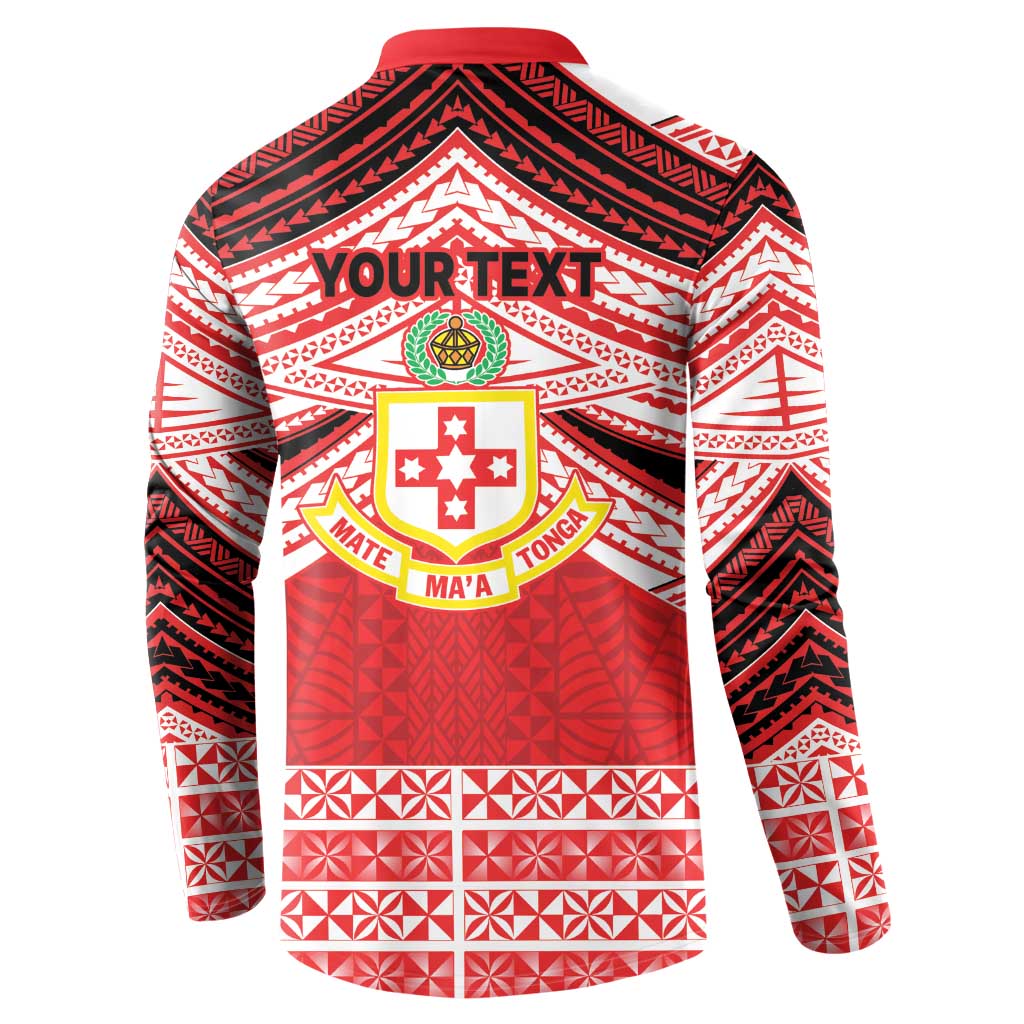 Personalised Kolisi Tonga College Atele Button Sweatshirt Polynesian Ngatu Tribal