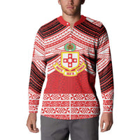 Personalised Kolisi Tonga College Atele Button Sweatshirt Polynesian Ngatu Tribal