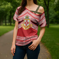 Personalised Kolisi Tonga College Atele Cross Shoulder Shirt Polynesian Ngatu Tribal - Polynesian Pride