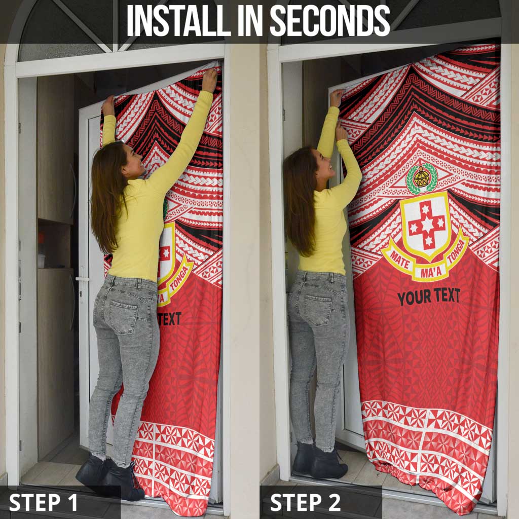 Personalised Kolisi Tonga College Atele Door Cover Polynesian Ngatu Tribal - Polynesian Pride