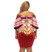 Personalised Kolisi Tonga College Atele Family Matching Off Shoulder Short Dress and Hawaiian Shirt Polynesian Ngatu Tribal