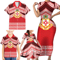 Personalised Kolisi Tonga College Atele Family Matching Short Sleeve Bodycon Dress and Hawaiian Shirt Polynesian Ngatu Tribal