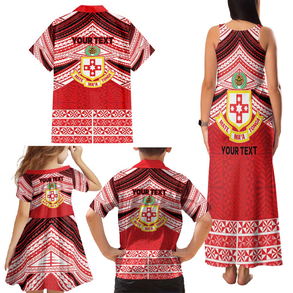 Personalised Kolisi Tonga College Atele Family Matching Tank Maxi Dress and Hawaiian Shirt Polynesian Ngatu Tribal
