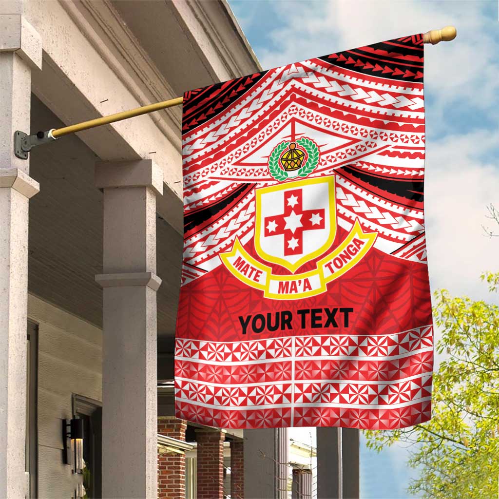 Personalised Kolisi Tonga College Atele Garden Flag Polynesian Ngatu Tribal