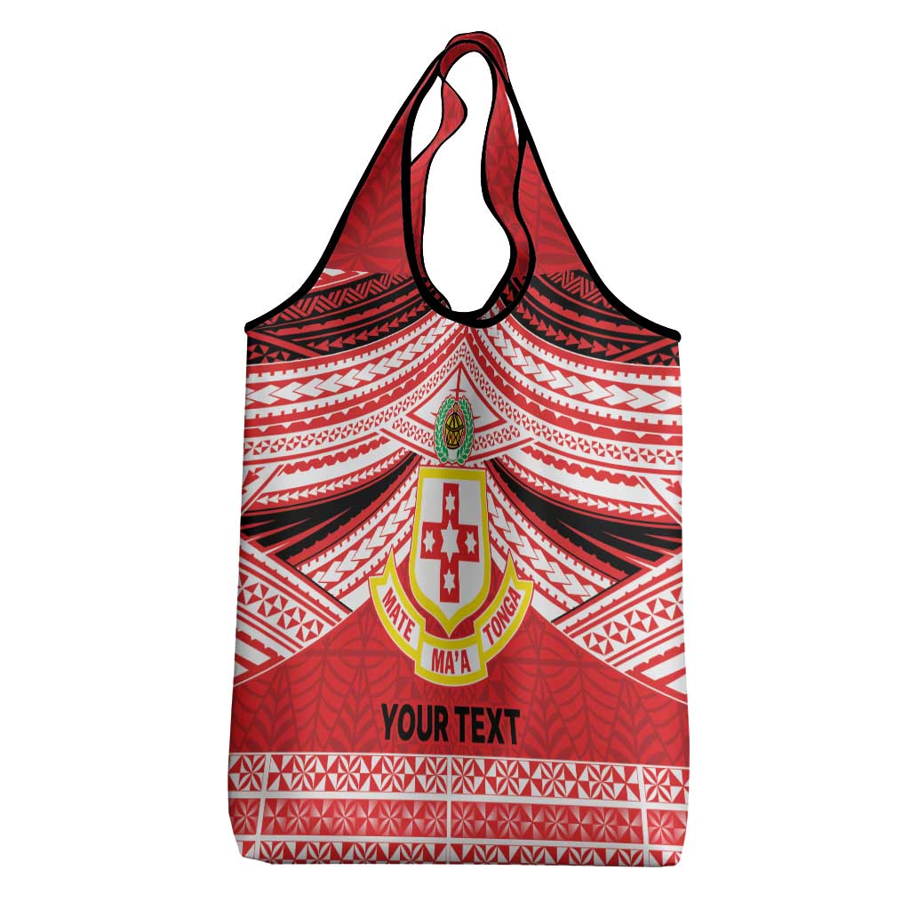 Personalised Kolisi Tonga College Atele Grocery Bag Polynesian Ngatu Tribal