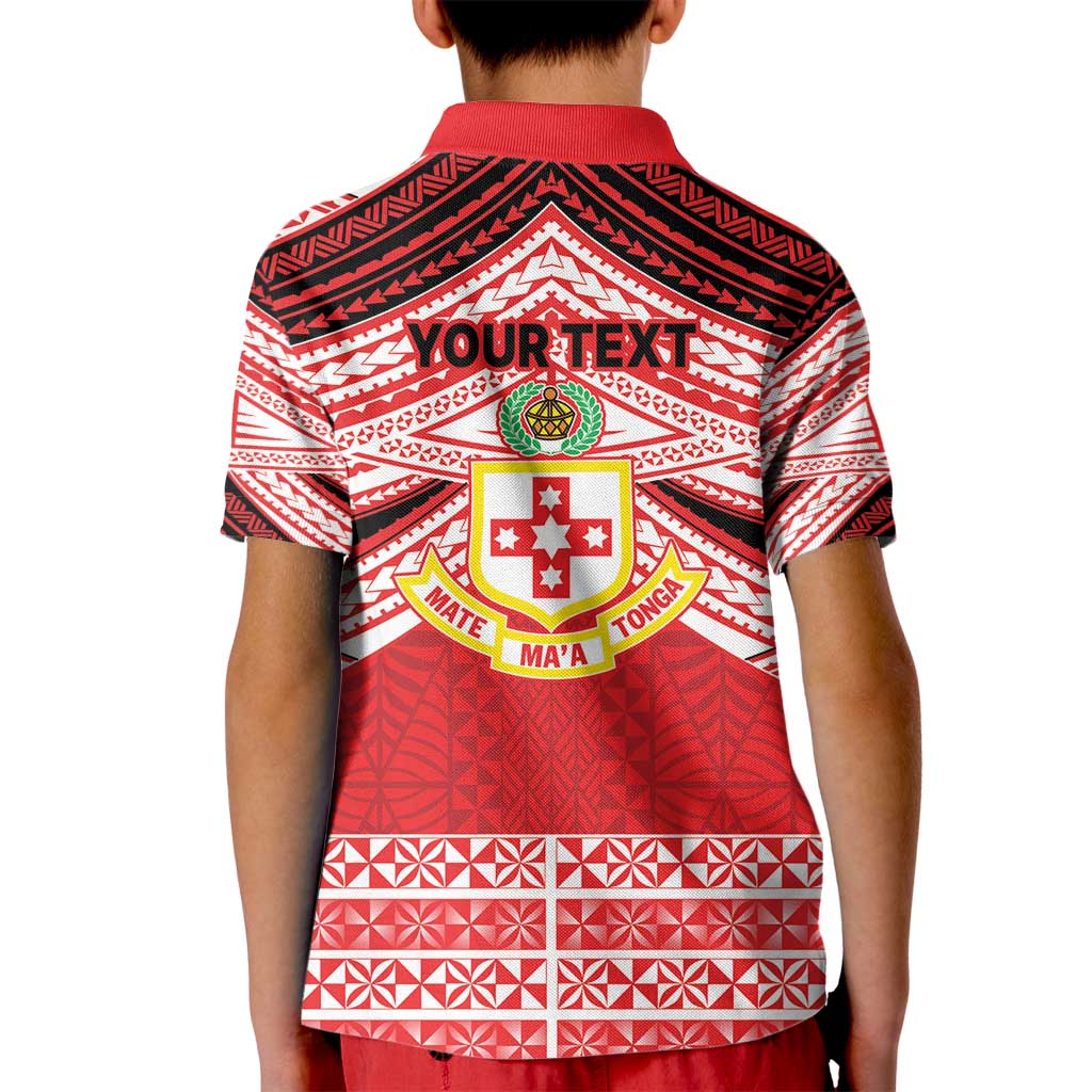 Personalised Kolisi Tonga College Atele Kid Polo Shirt Polynesian Ngatu Tribal