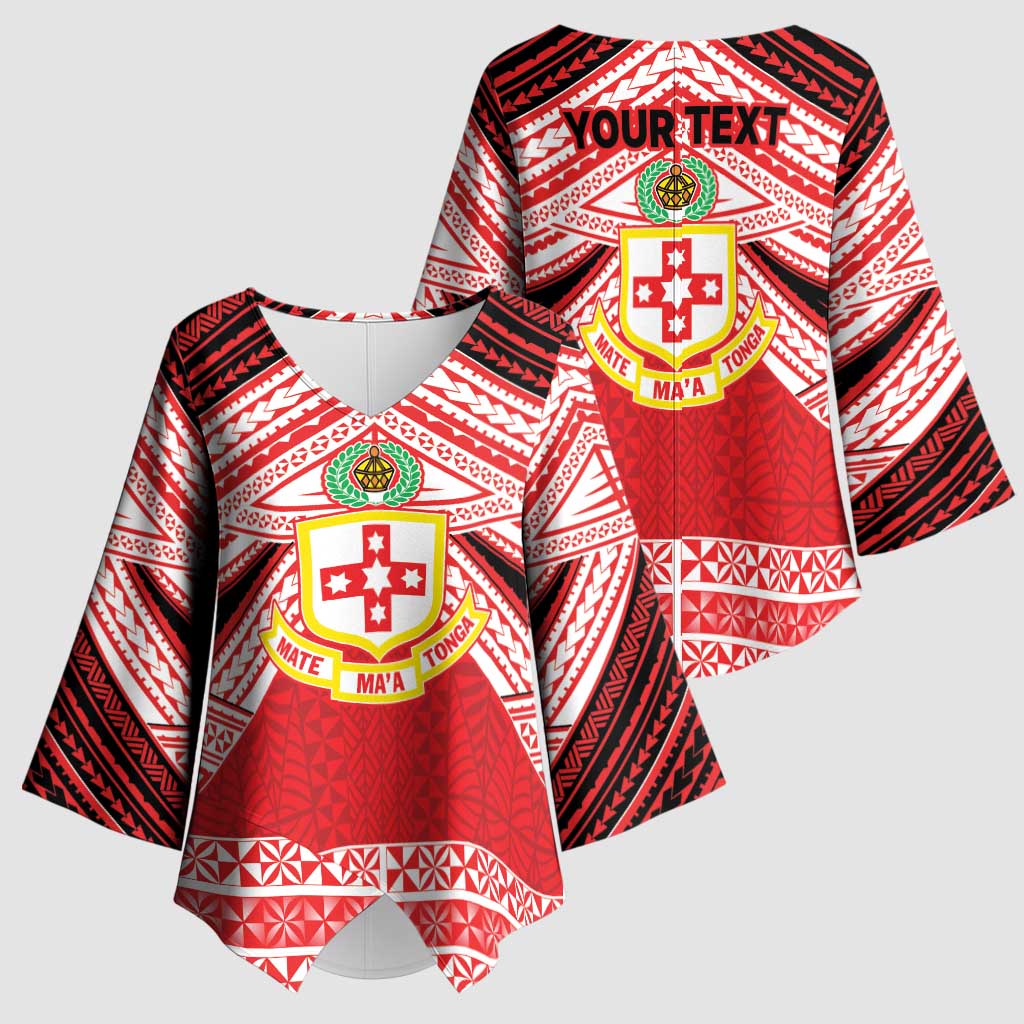 Personalised Kolisi Tonga College Atele Kimono Sleeve Blouse Polynesian Ngatu Tribal - Polynesian Pride