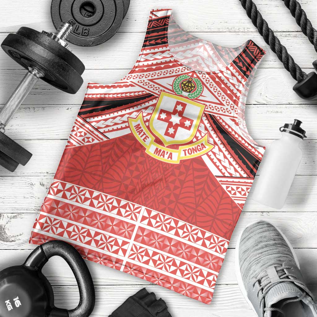 Personalised Kolisi Tonga College Atele Men Tank Top Polynesian Ngatu Tribal