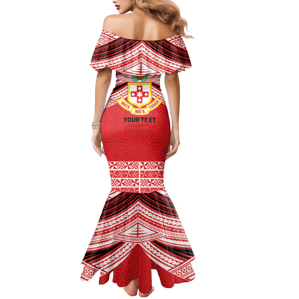 Personalised Kolisi Tonga College Atele Mermaid Dress Polynesian Ngatu Tribal