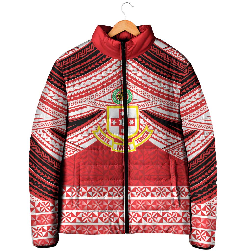 Personalised Kolisi Tonga College Atele Padded Jacket Polynesian Ngatu Tribal - Polynesian Pride