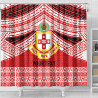 Personalised Kolisi Tonga College Atele Shower Curtain Polynesian Ngatu Tribal