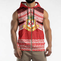 Personalised Kolisi Tonga College Atele Sleeveless Zip Hoodie Polynesian Ngatu Tribal - Polynesian Pride