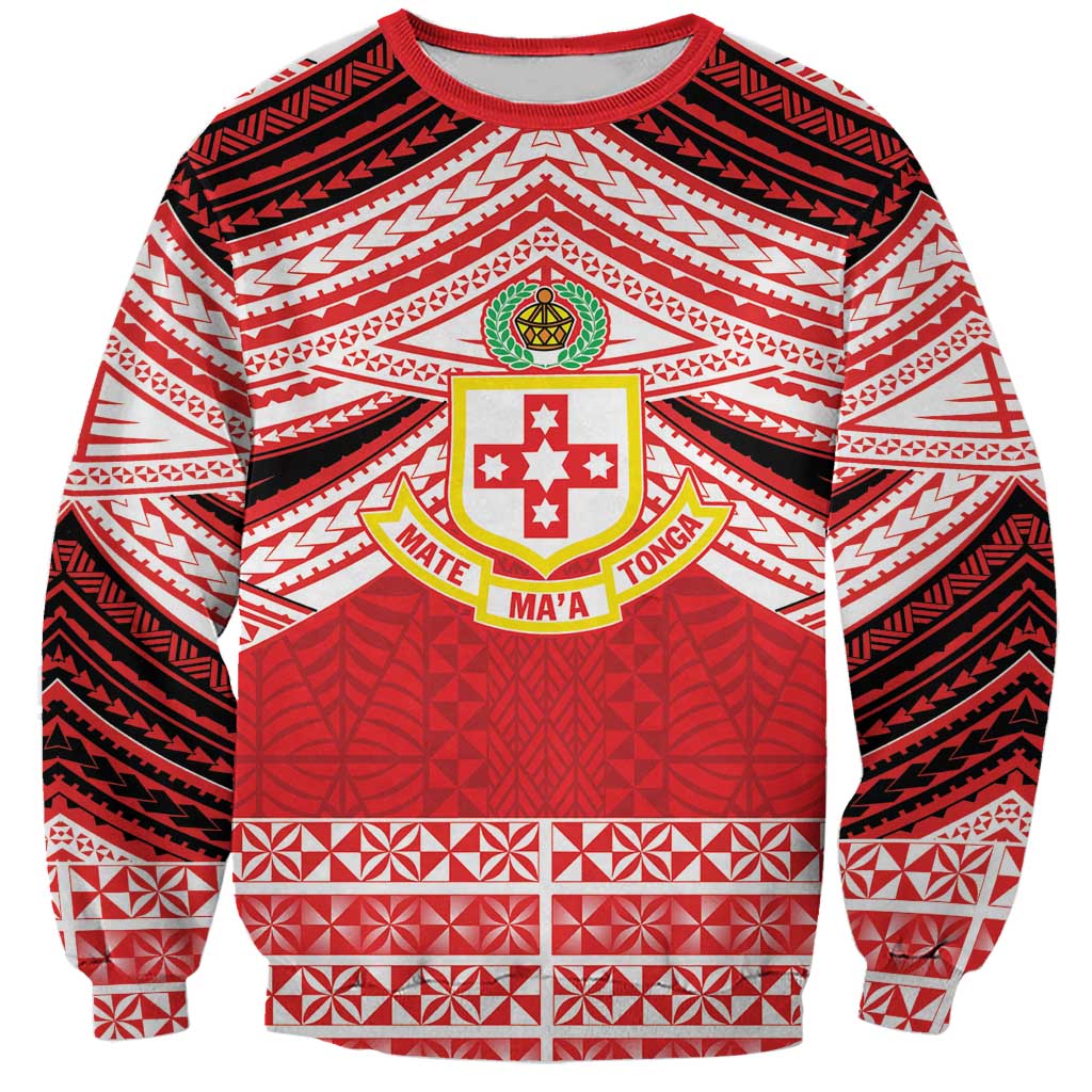 Personalised Kolisi Tonga College Atele Sweatshirt Polynesian Ngatu Tribal
