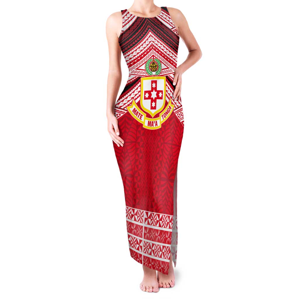 Personalised Kolisi Tonga College Atele Tank Maxi Dress Polynesian Ngatu Tribal