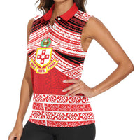 Personalised Kolisi Tonga College Atele Women Sleeveless Polo Shirt Polynesian Ngatu Tribal