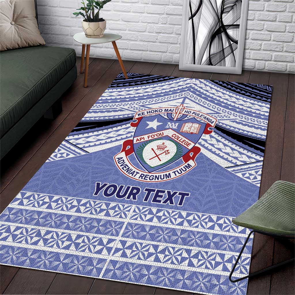 Personalised Tonga Apifoou College Area Rug Polynesian Ngatu Tribal LT9 Blue - Polynesian Pride