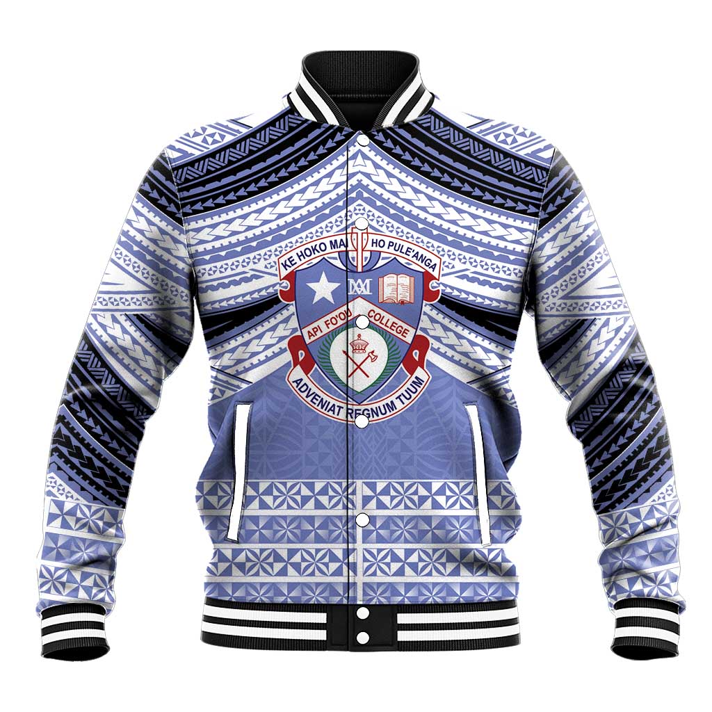 Personalised Tonga Apifoou College Baseball Jacket Polynesian Ngatu Tribal