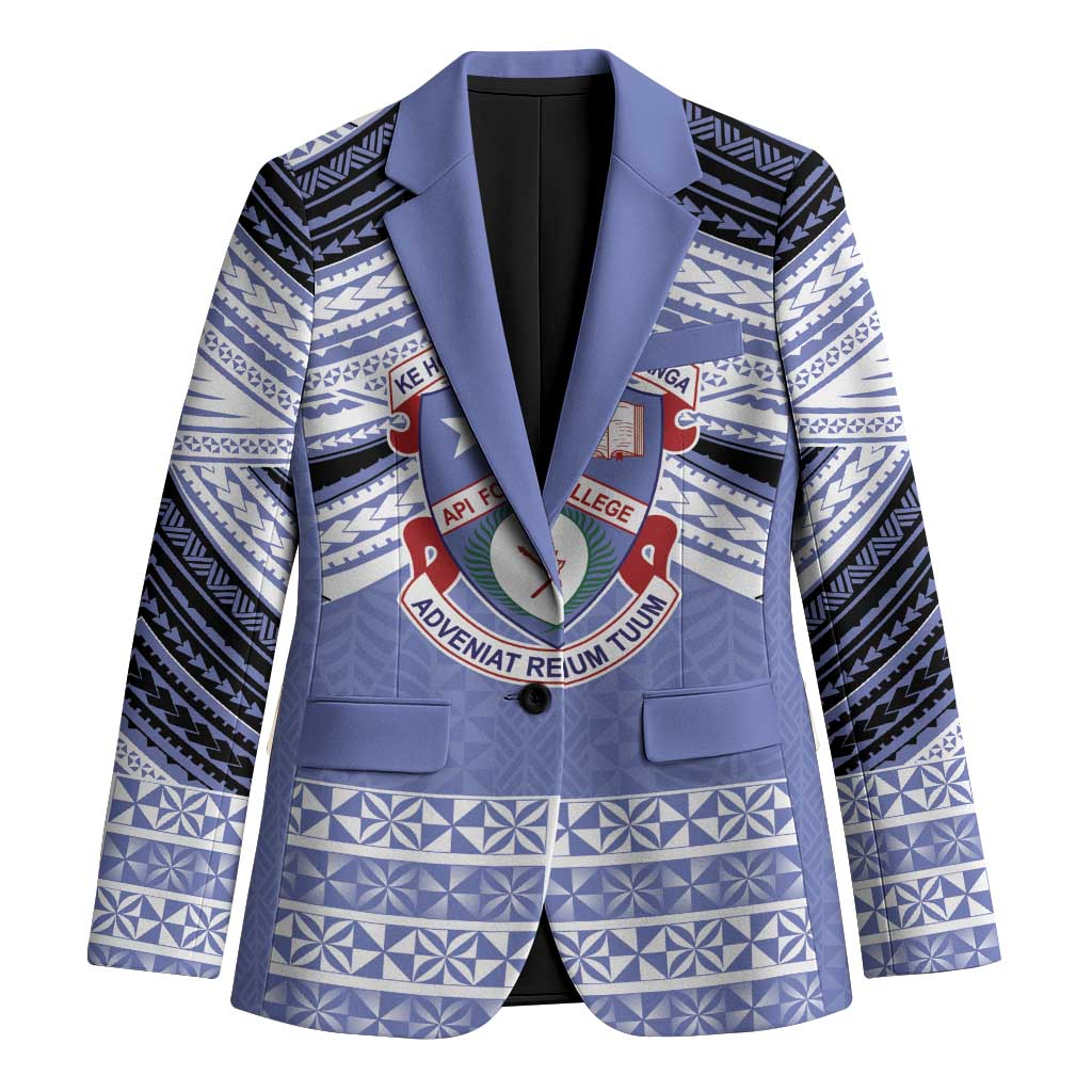 Personalised Tonga Apifoou College Blazer Polynesian Ngatu Tribal LT9 Unisex Blue - Polynesian Pride