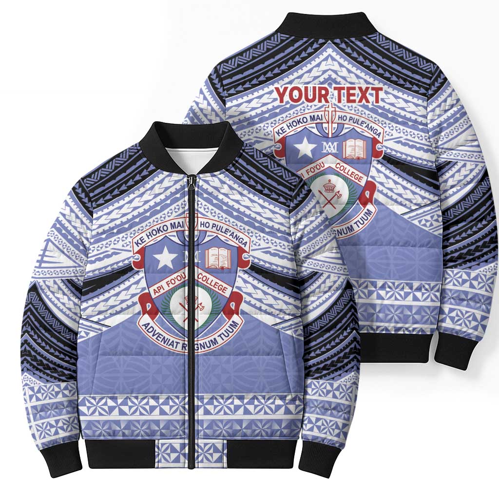 Personalised Tonga Apifoou College Bomber Puffer Jacket Polynesian Ngatu Tribal - Polynesian Pride