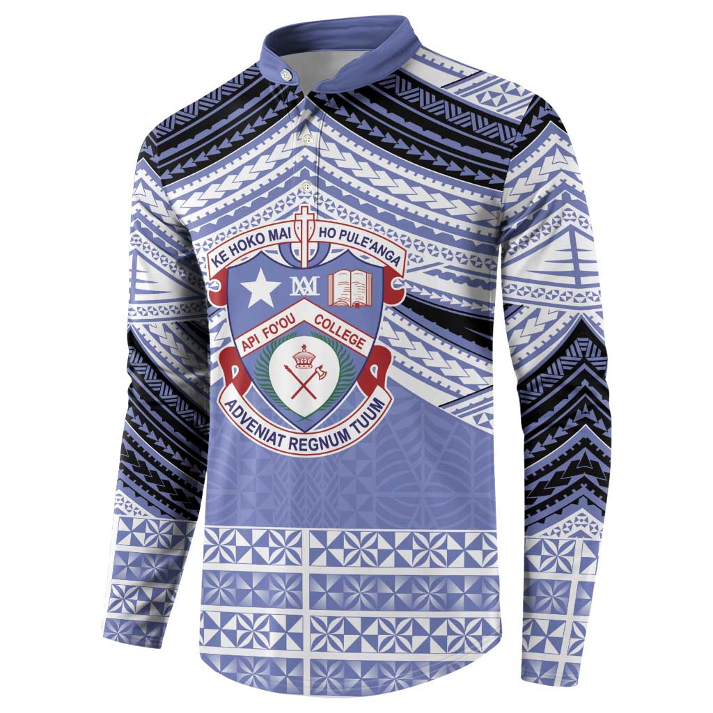 Personalised Tonga Apifoou College Button Sweatshirt Polynesian Ngatu Tribal