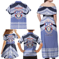 Personalised Tonga Apifoou College Family Matching Off Shoulder Maxi Dress and Hawaiian Shirt Polynesian Ngatu Tribal