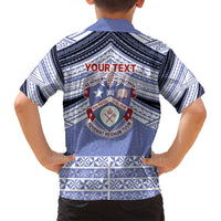 Personalised Tonga Apifoou College Family Matching Off Shoulder Short Dress and Hawaiian Shirt Polynesian Ngatu Tribal