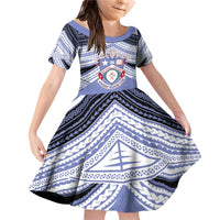 Personalised Tonga Apifoou College Family Matching Off Shoulder Short Dress and Hawaiian Shirt Polynesian Ngatu Tribal