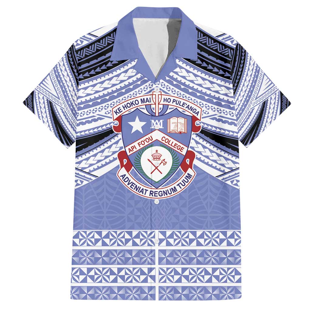 Personalised Tonga Apifoou College Family Matching Off Shoulder Short Dress and Hawaiian Shirt Polynesian Ngatu Tribal