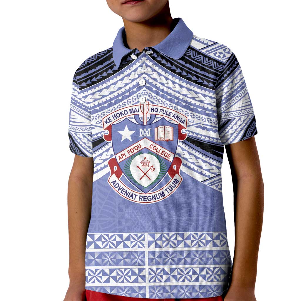 Personalised Tonga Apifoou College Kid Polo Shirt Polynesian Ngatu Tribal