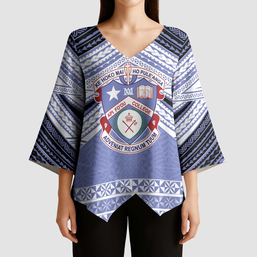 Personalised Tonga Apifoou College Kimono Sleeve Blouse Polynesian Ngatu Tribal - Polynesian Pride