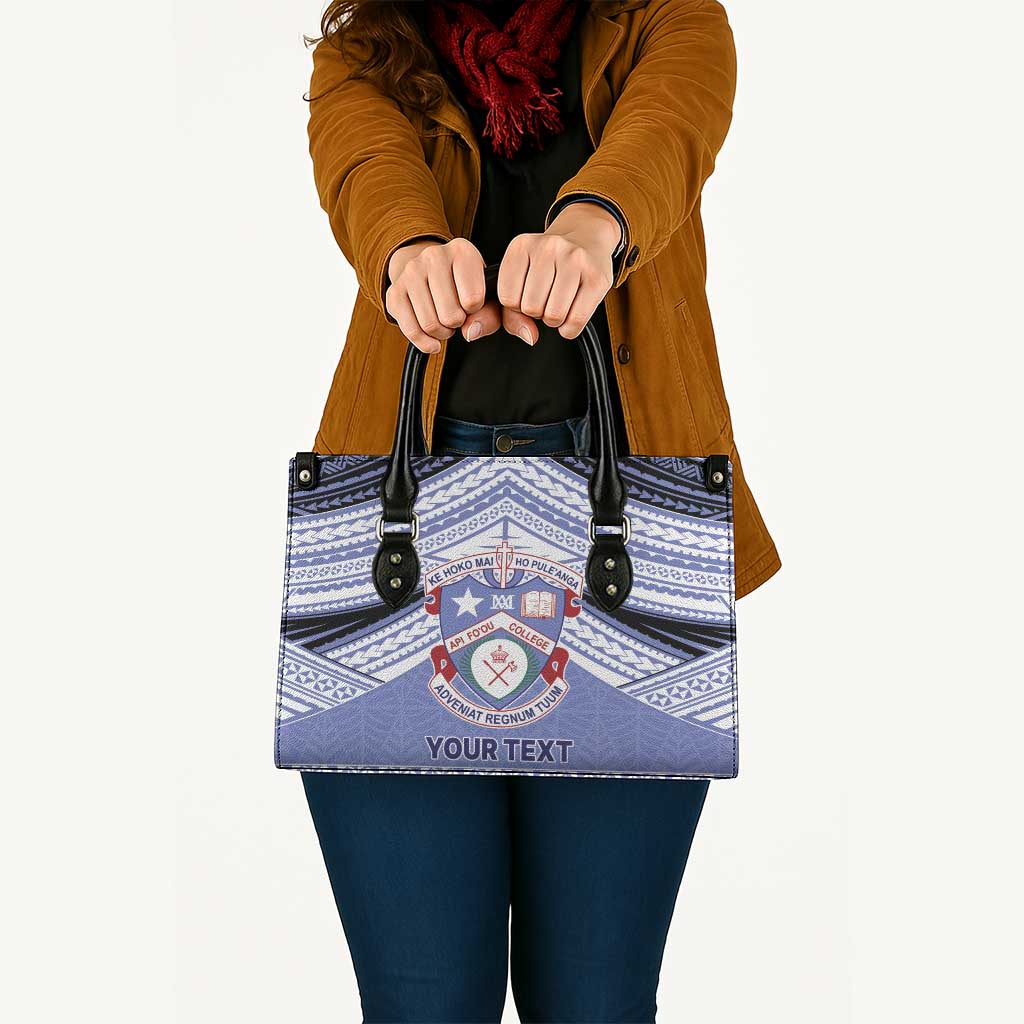 Personalised Tonga Apifoou College Leather Bag Polynesian Ngatu Tribal - Polynesian Pride