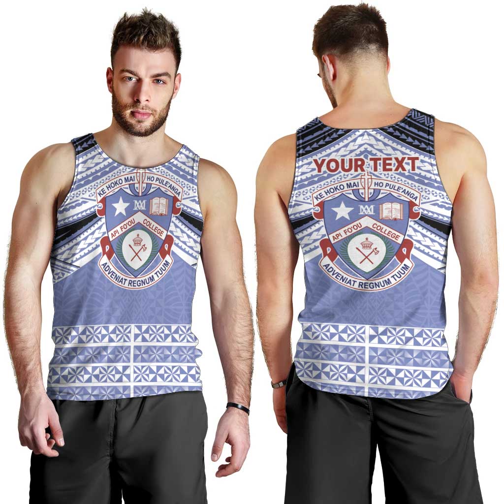 Personalised Tonga Apifoou College Men Tank Top Polynesian Ngatu Tribal