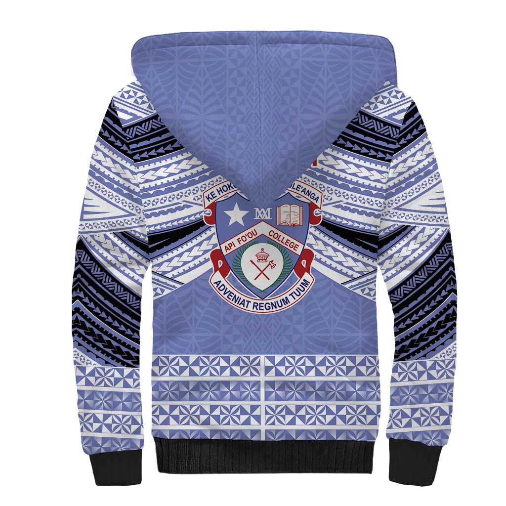 Personalised Tonga Apifoou College Sherpa Hoodie Polynesian Ngatu Tribal
