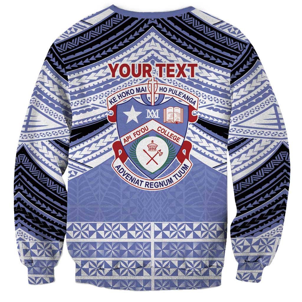 Personalised Tonga Apifoou College Sweatshirt Polynesian Ngatu Tribal