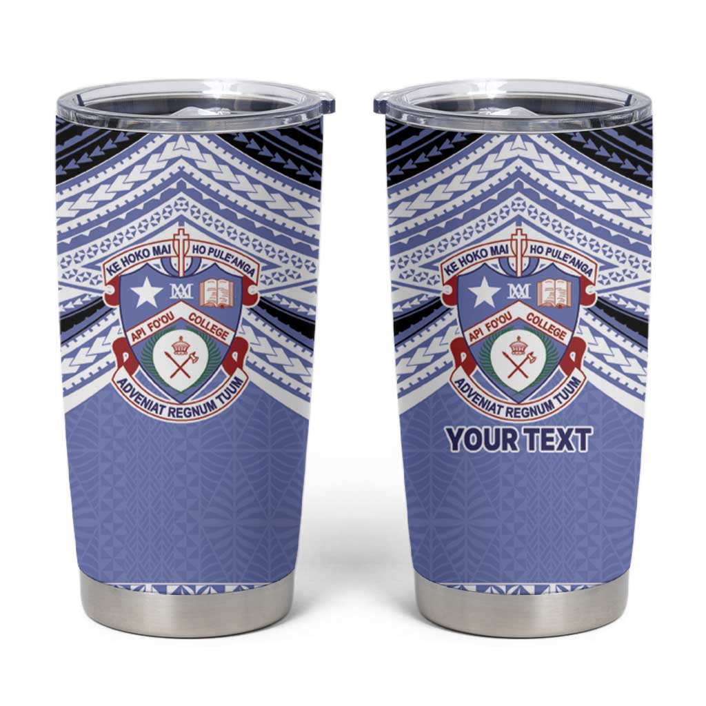 Personalised Tonga Apifoou College Tumbler Cup Polynesian Ngatu Tribal